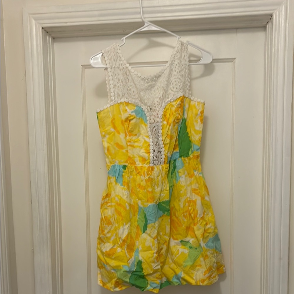 Lilly Pulitzer Yellow and Green Floral Midi Dress